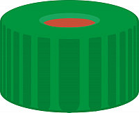 N9 PP cap, green, center hole, Rub/PTFE,pk/100