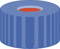 N9 PP screw cap, blue, Red Rubber/FEP, pk/100