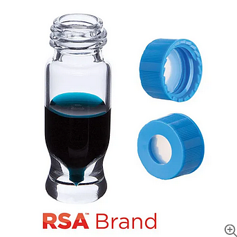 1.2ml MRQ Vials, clear, blue caps SIL/PTFE, pk/100